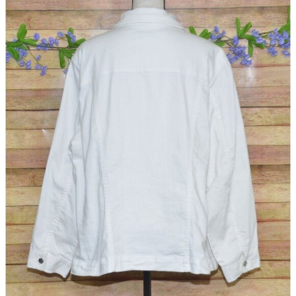 Croft & Barrow Women's White Button Up Denim Jean Trucker Jacket Plus Size 2X - Picture 5 of 8